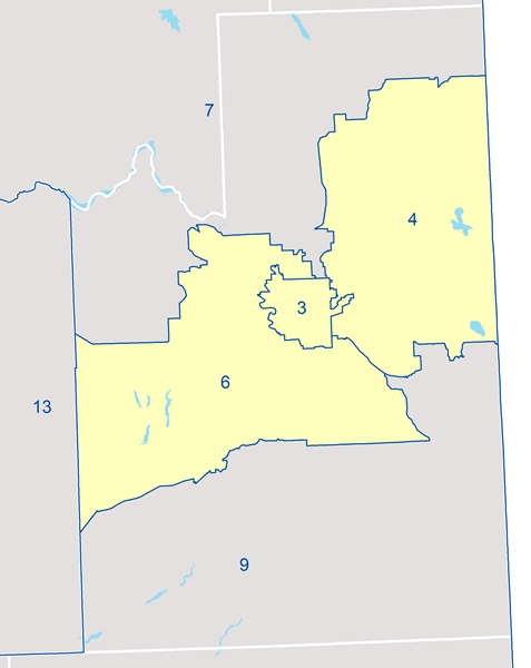 Map of legislative districts in the Spokane area.