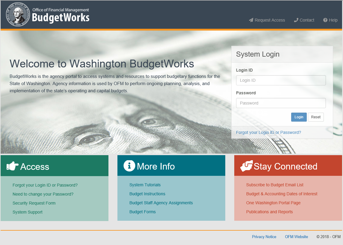 Screenshot of the new BudgetWorks system