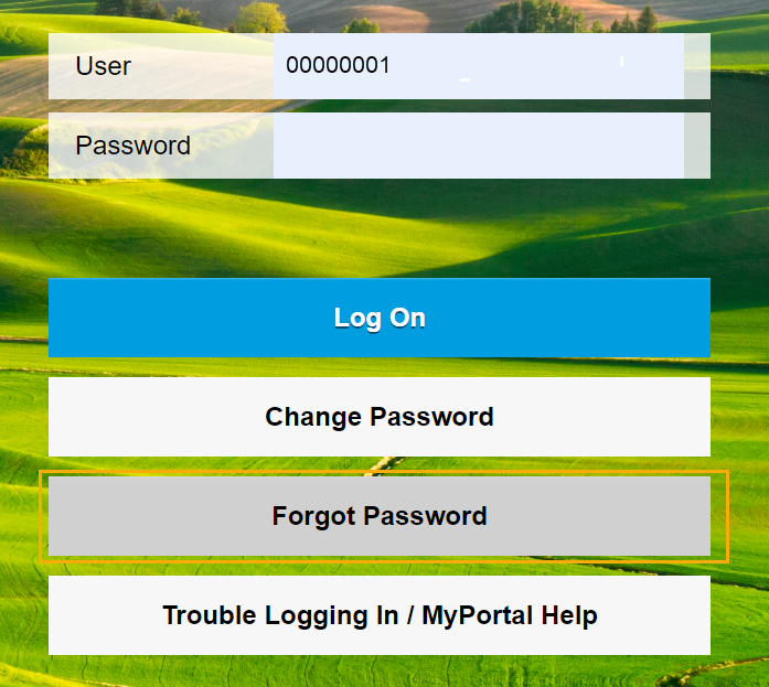 Log in screen shot with Forgot Password button highlighted